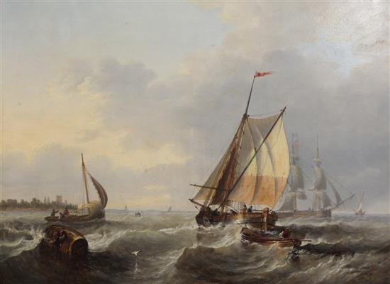 John Wilson Carmichael (1800-1868) Scene off the Dutch coast, 18 x 24in., unframed